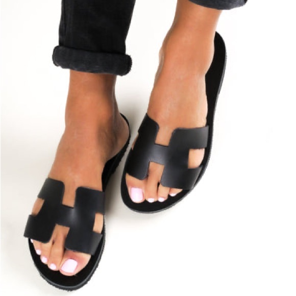 NWOT-PURE handmade Greek Sandals made in Greece. Black leather slides in size 38 - Picture 4 of 4